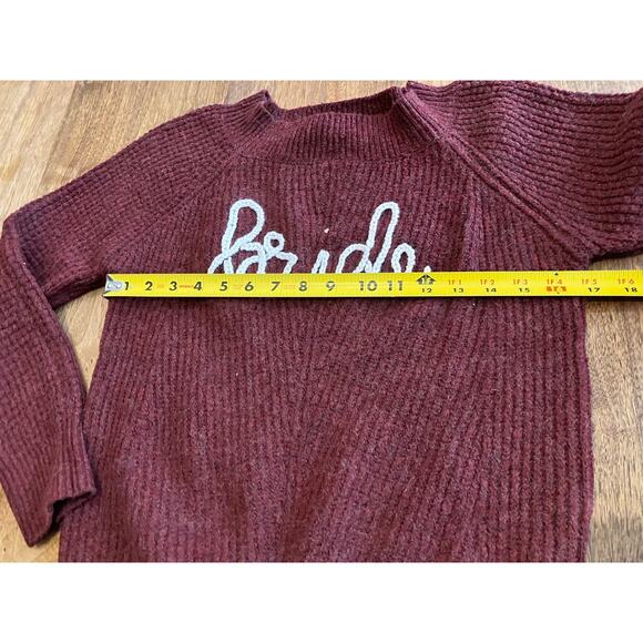 LOFT Outlet Women’s Sweater Medium Maroon Bride Script Knit Pullover - Picture 7 of 8